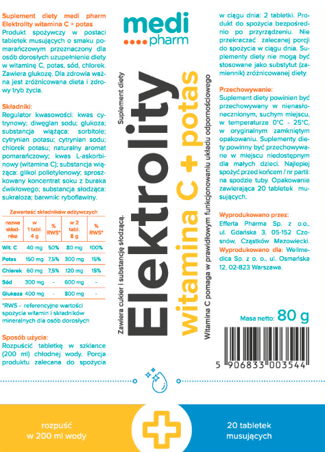 Elektrolity - witamina C + potas