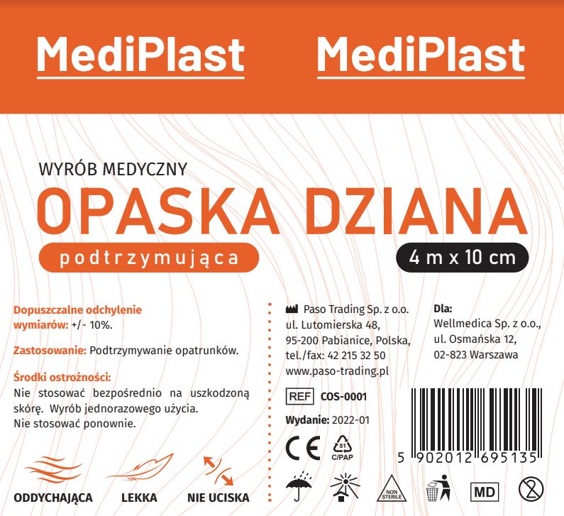 MEDIPLAST OPASKA DZIANA podtrzymująca 4 m x 10 cm