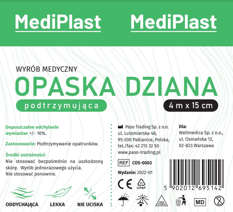 MEDIPLAST OPASKA DZIANA podtrzymująca 4 m x 15 cm