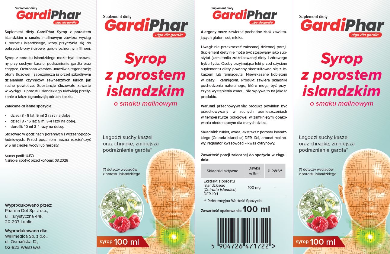 GardiPhar - Syrop z porostem islandzkim  o smaku malinowym